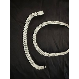 21 ctw men’s diamond Cuban necklace and bracelet set