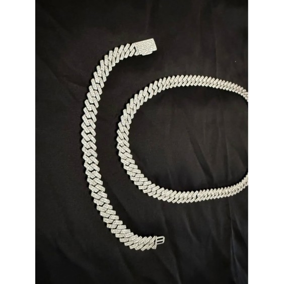 21 ctw men’s diamond Cuban necklace and bracelet set