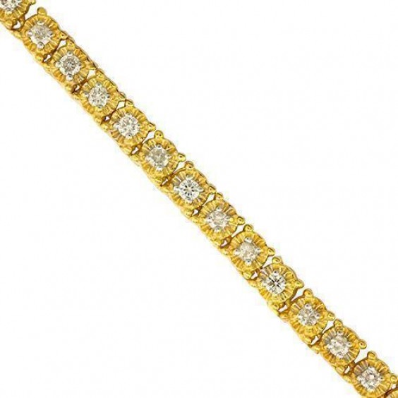 14k Yellow Gold Diamond Tennis Chain 4 mm 5 Ctw