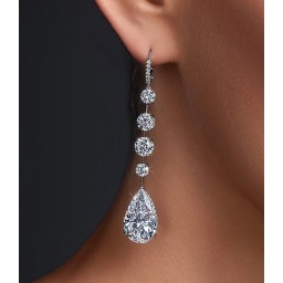 Earrings featuring two extraordinary pear-shaped diamonds—8.36ct and 8.02ct