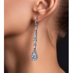 Earrings featuring two extraordinary pear-shaped diamonds—8.36ct and 8.02ct