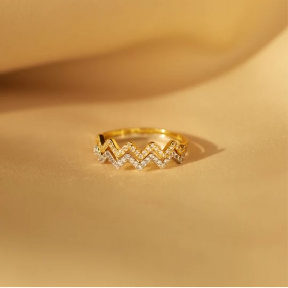 Highs And Lows wave Ring Gold and Silver
