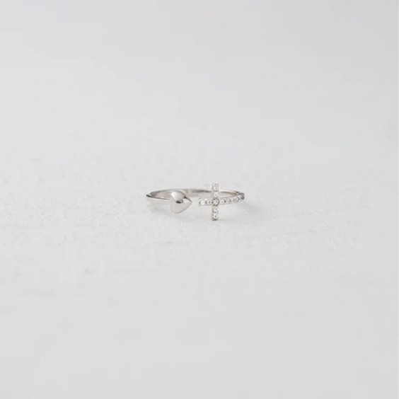 Cross & Heart Ring